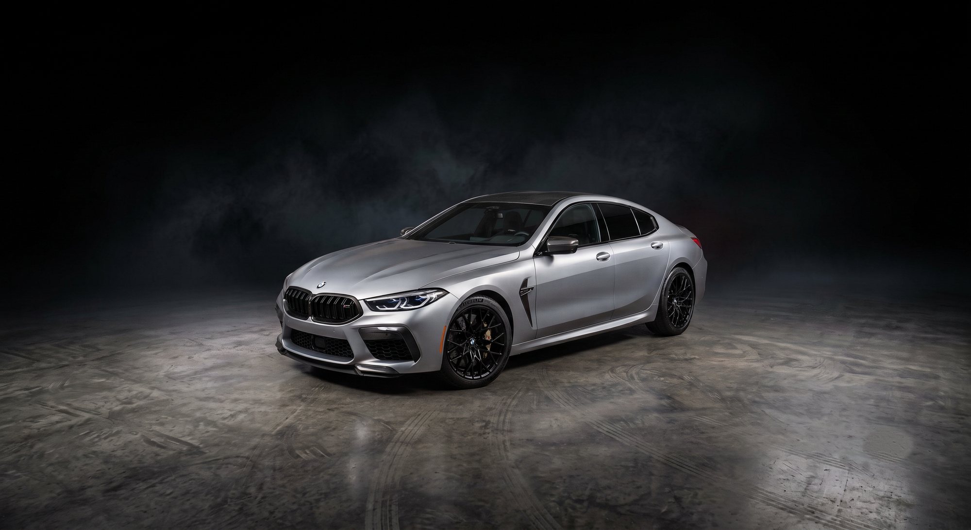 Freshly detailed BMW M8 exterior in a studio
